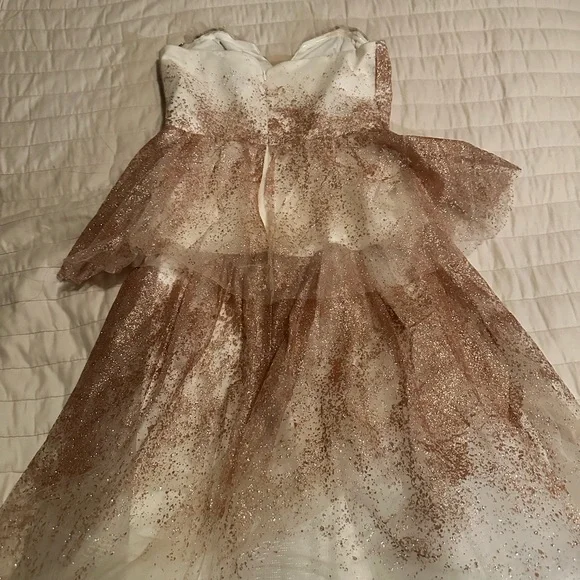 Marchesa Notte Pink and White Embellished Babydoll Dress Sweetheart Neckline - Picture 11 of 12